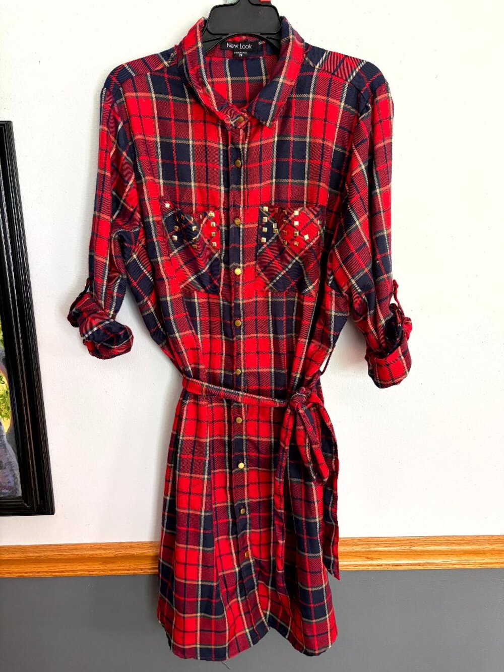 New Look women's Flannel Plaid shirt Dress size 2X Red Blue
